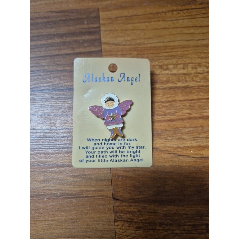 Vintage Jonette Jewelry (JJ) Pewter Alaskan Angel Brooch Pin s2 box